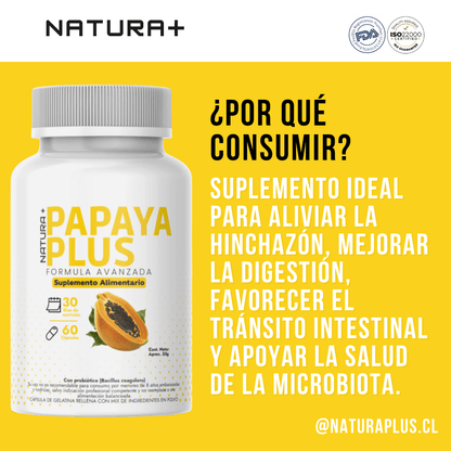 Papaya Plus Original : Sistema digestivo 60 cápsulas - Natura+